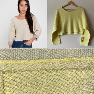 American Apparel citron yellow Reversible cropped Easy Sweater - Size XS/S